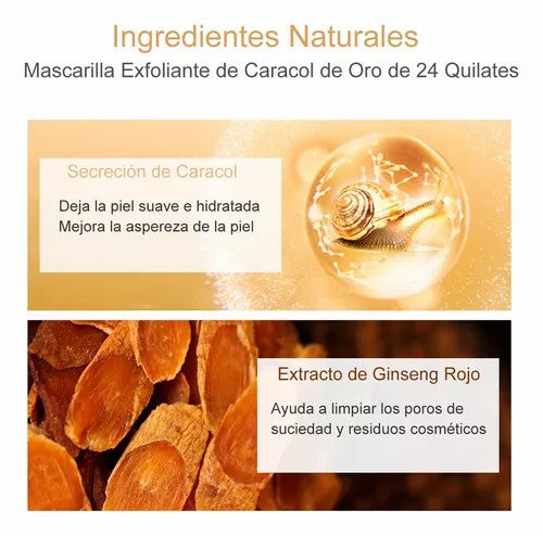 MÁSCARA EXFOLIANTE CON LÁMINA DE ORO DE 24 QUILATES